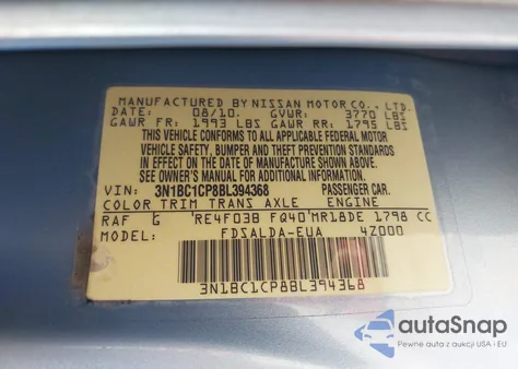 2011 Nissan Versa 1.8S from USA, damaged, VIN 3N1BC1CP8BL394368